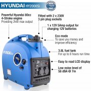 Hyundai HY2000Si 2kW Petrol Inverter Generator